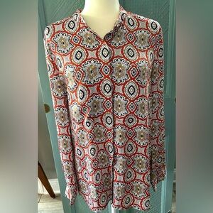 Michael Kors woven top with double breasted pockets